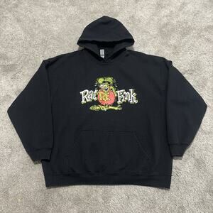 Vintage Y2K Ed Roth Rat Fink Hot Rod Black Hoodie Men’s Size XL